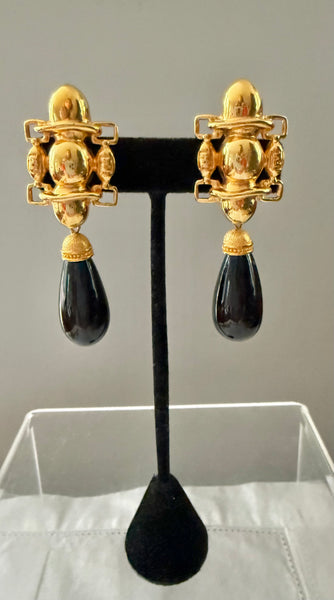 Fendi Black & Gold Plated Clip On Earrings