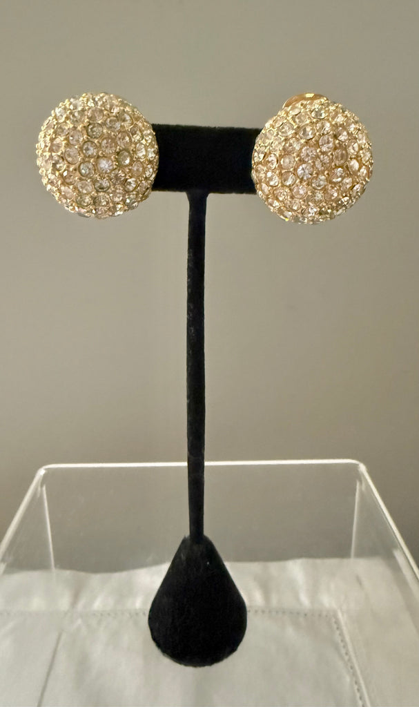 Christian Dior Crystal Clip On Earrings