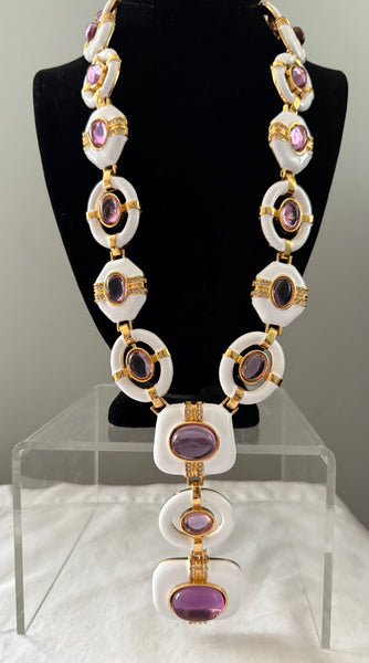 Amethyst & Enamel Statement Necklace