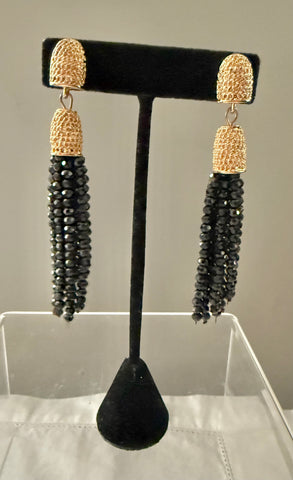 Black Tassel Post Earrings