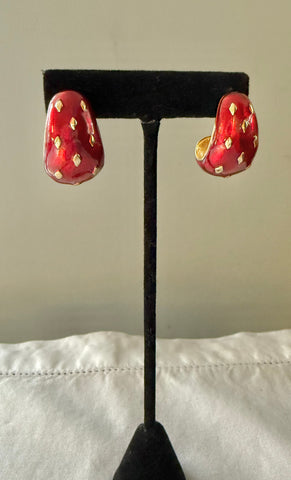 Red Enamel Post Earrings