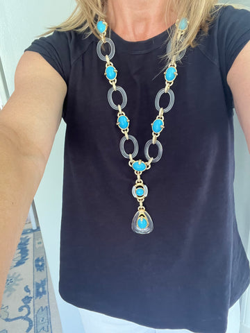 Turquoise and Lucite Statement Necklace