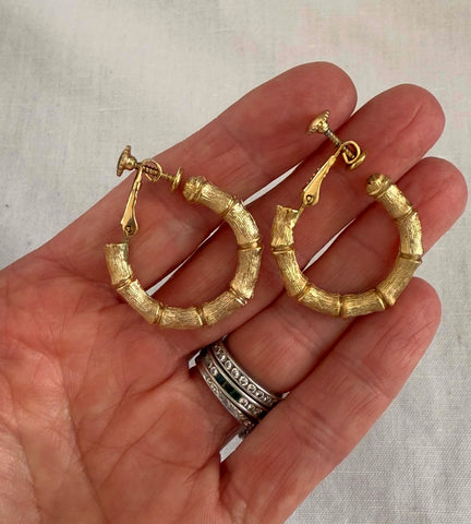 Napier Bamboo Hoop Clip On Earrings