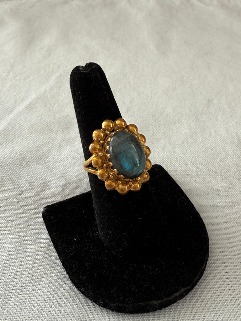 Gold Over Sterling Labradorite Ring Size 7