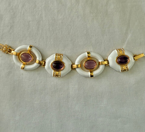 Amethyst Enamel Link Bracelet