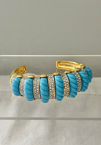 Turquoise & Rhinestone Cuff Bracelet