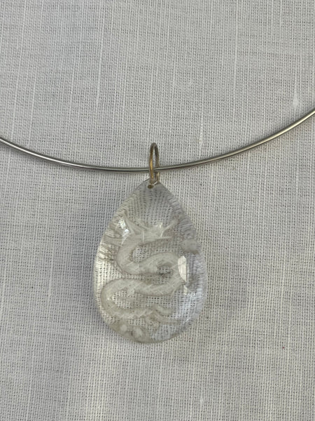 Glass Carved Dragon Pendant