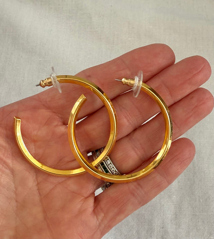 Gold Hoop Post Earrings