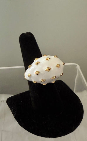 White Enamel Spike Ring Size 7.5