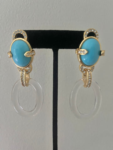 Turquoise & Lucite Post Earrings