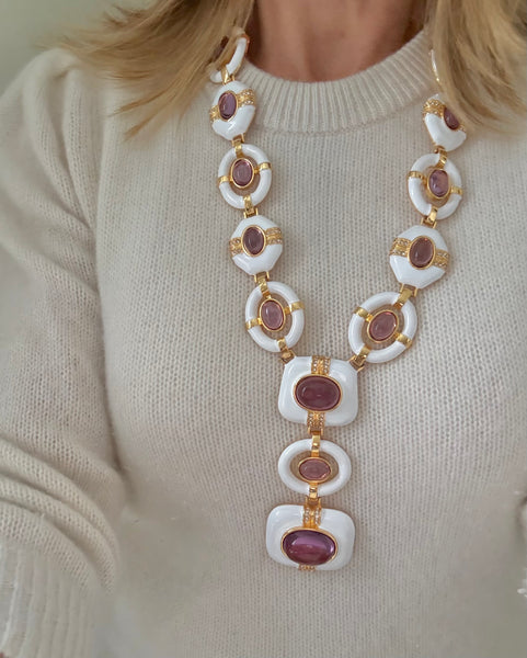 Amethyst & Enamel Statement Necklace